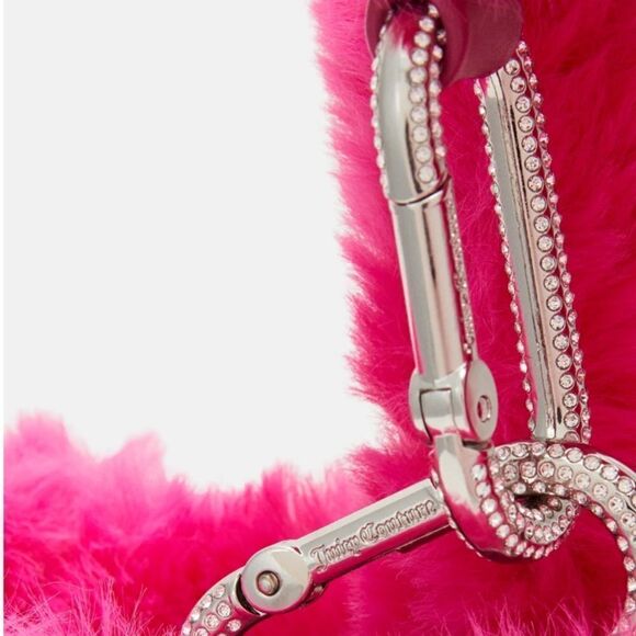 Juicy Couture Berry Fuchsia Faux Fur Tote Shopping Bag & Metallic Mini Pouch - Picture 8 of 15
